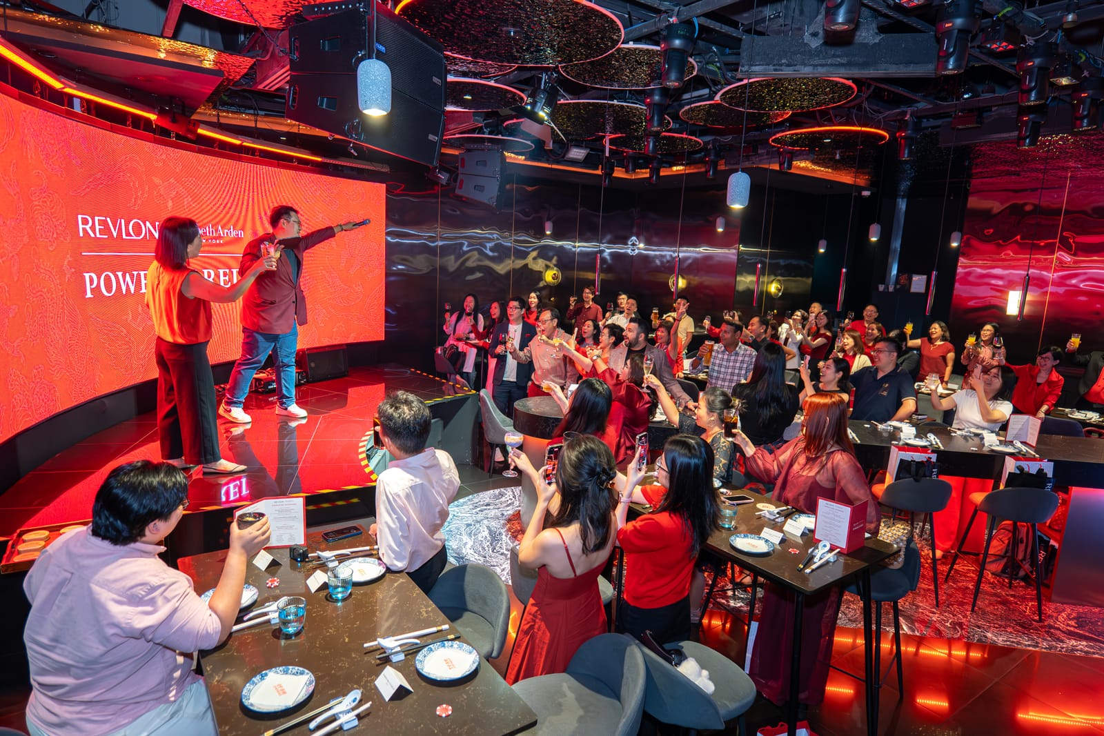 Emcee Dixon hosting a company dinner and dance in Singapore